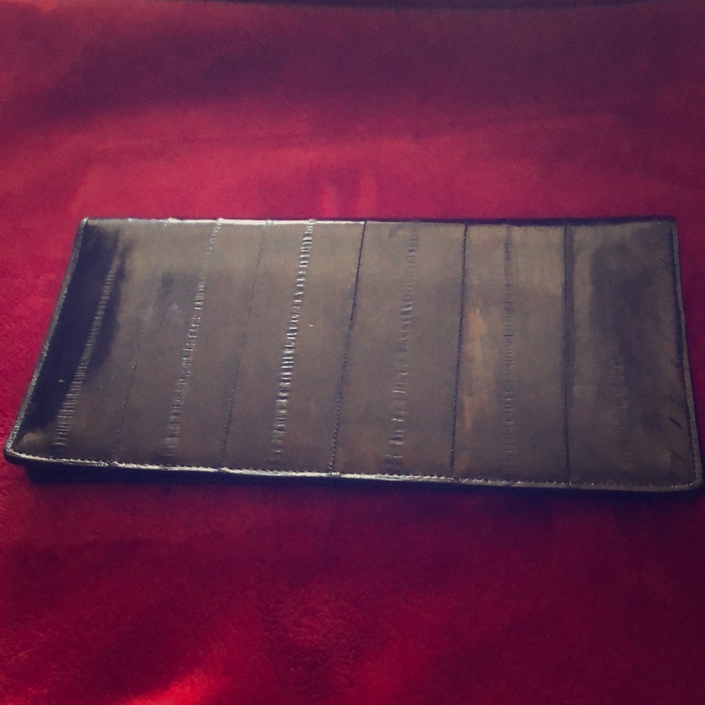 Eel Skin Long Slim Fold Wallet